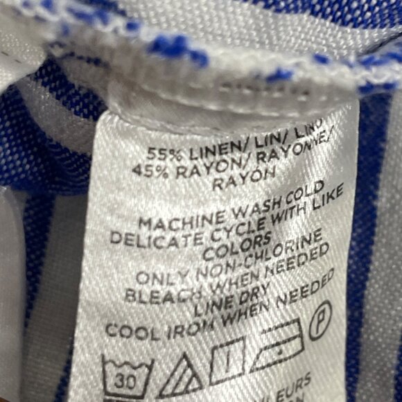 Loft Blue & White Striped Wrap Skirt With Ruffle Hem & Side Tie  Size 12 - Picture 7 of 8